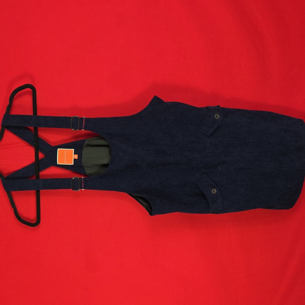 MODCLOTH Sociable Scholar Corduroy Jumper Skirtall Navy Blue Womens Size Large - Picture 2 of 8
